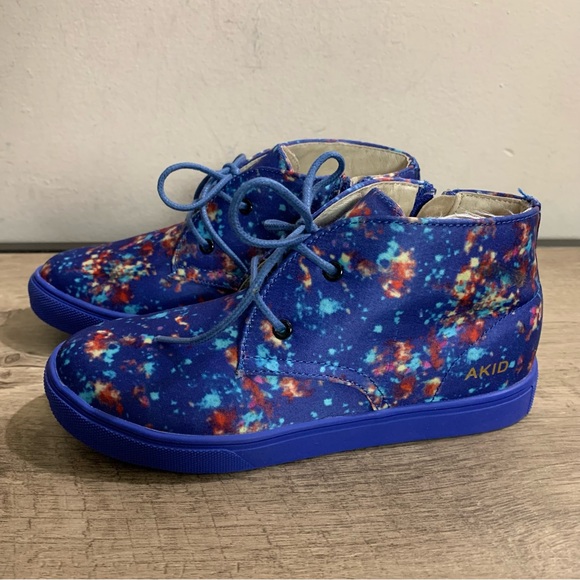NEW! Girls AKID Brand Knight BLUE GALAXY High Top SNEAKERS Athletic SHOES  3 - Picture 4 of 7